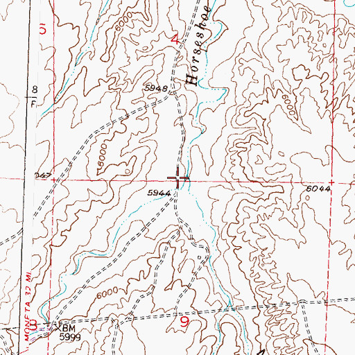 Topographic Map of Middle Fork Horseshoe Draw, WY