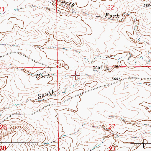 Topographic Map of Middle Fork King Creek, WY