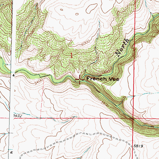 Topographic Map of Middle Fork Little Canyon Creek, WY