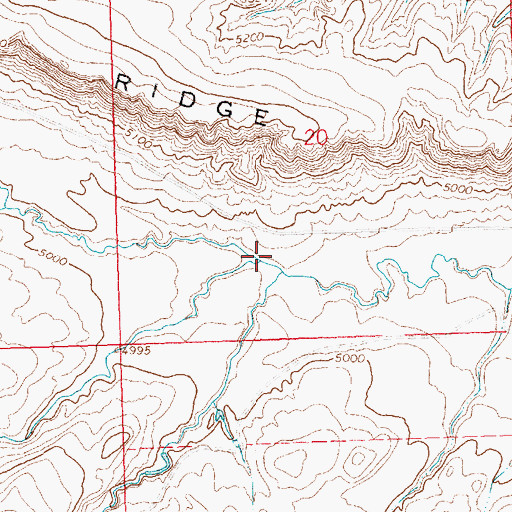 Topographic Map of Middle Fork Mud Creek, WY