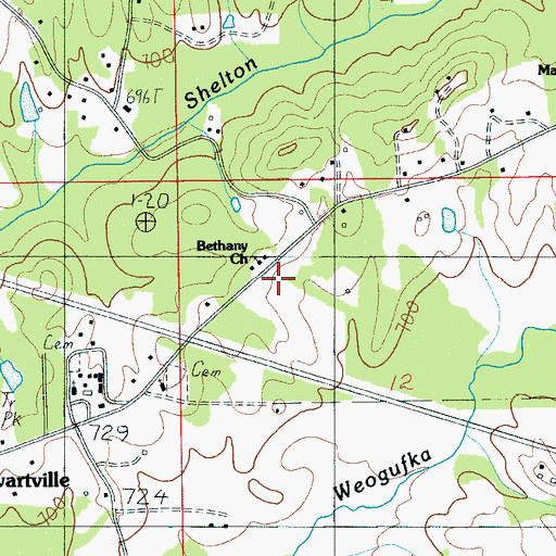 Topographic Map of Bethany Methodist Church, AL