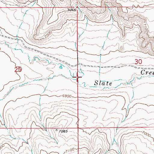 Topographic Map of Middle Fork Slate Creek, WY
