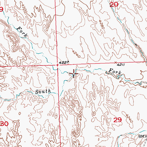 Topographic Map of Middle Fork Tenmile Creek, WY