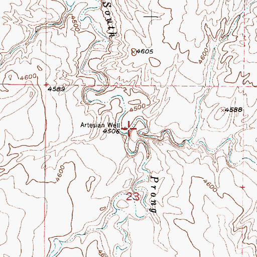 Topographic Map of Middle Prong Pumpkin Creek, WY