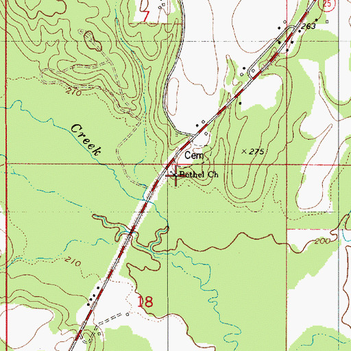 Topographic Map of Bethel Baptist Church, AL