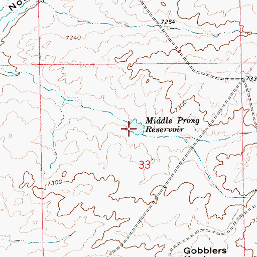 Topographic Map of Middle Prong Reservoir, WY
