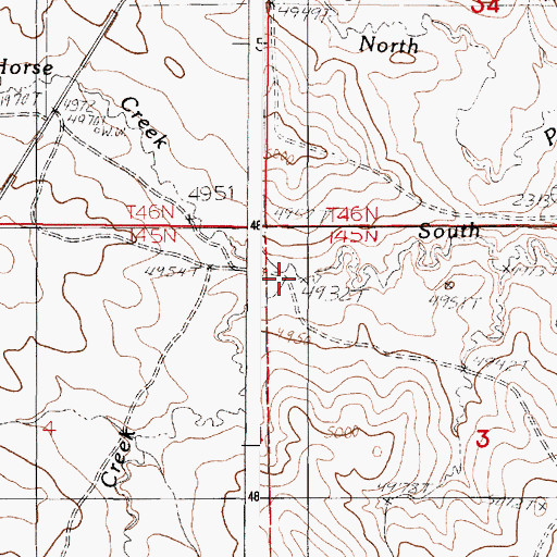 Topographic Map of Middle Prong Wild Horse Creek, WY