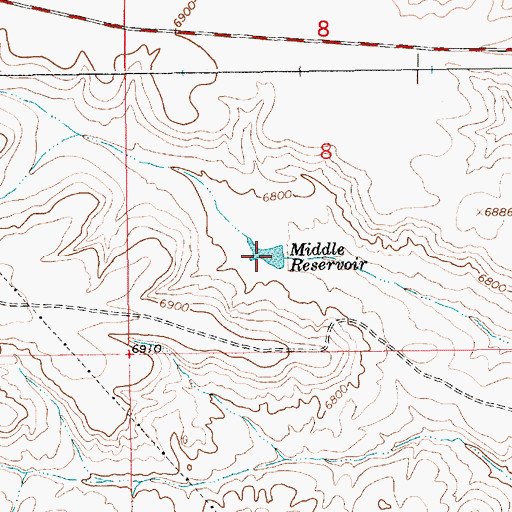 Topographic Map of Middle Reservoir, WY