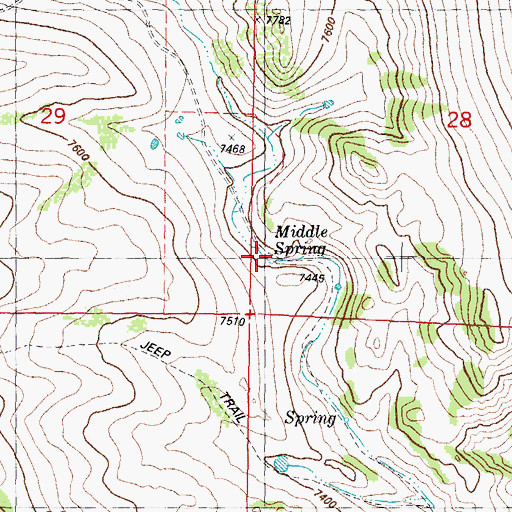 Topographic Map of Middle Spring, WY
