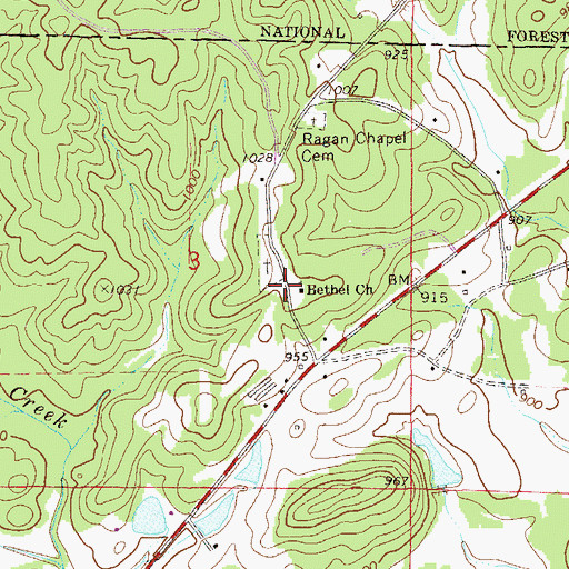 Topographic Map of Bethel Baptist Church, AL
