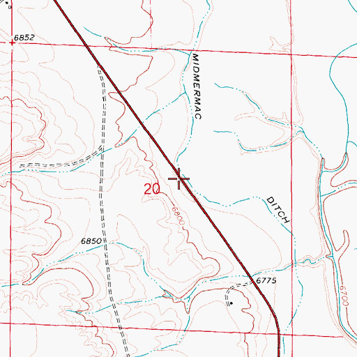 Topographic Map of Midmermac Ditch, WY