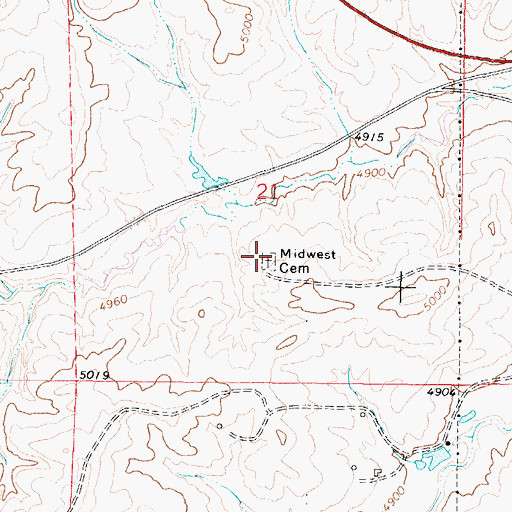 Topographic Map of Midwest Cemetery, WY
