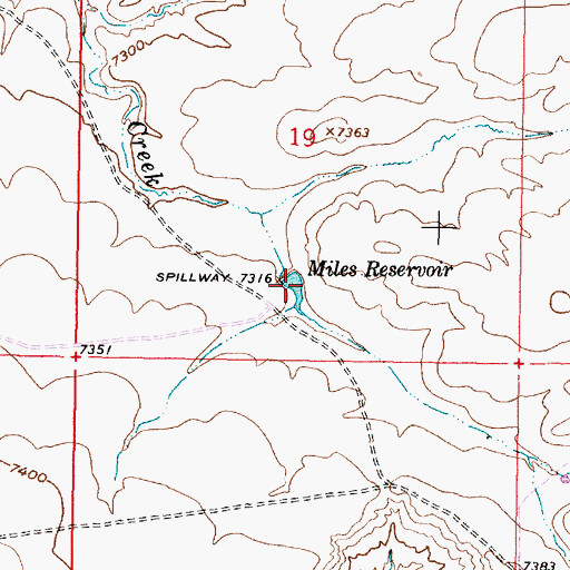 Topographic Map of Miles Reservoir, WY