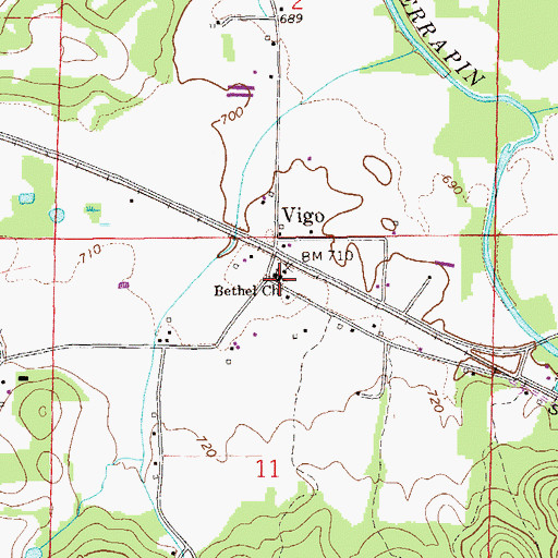 Topographic Map of Bethel Church, AL