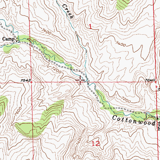 Topographic Map of Milk Creek, WY