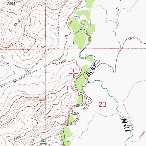 Topographic Map of Mill Creek, WY