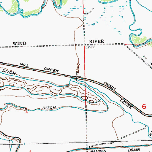 Topographic Map of Mill Creek Drain, WY