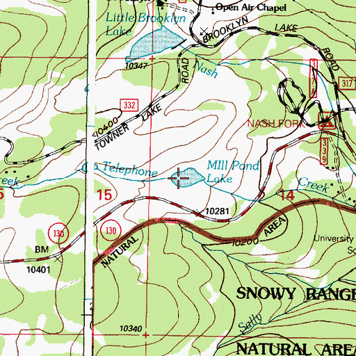 Topographic Map of Mill Pond Lake, WY