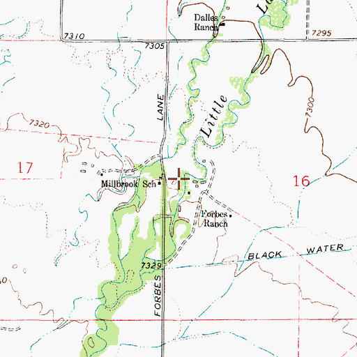 Topographic Map of Millbrook School, WY