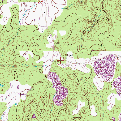 Topographic Map of Bethel Church, AL