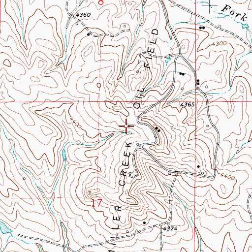 Topographic Map of Miller Creek Oil Field, WY