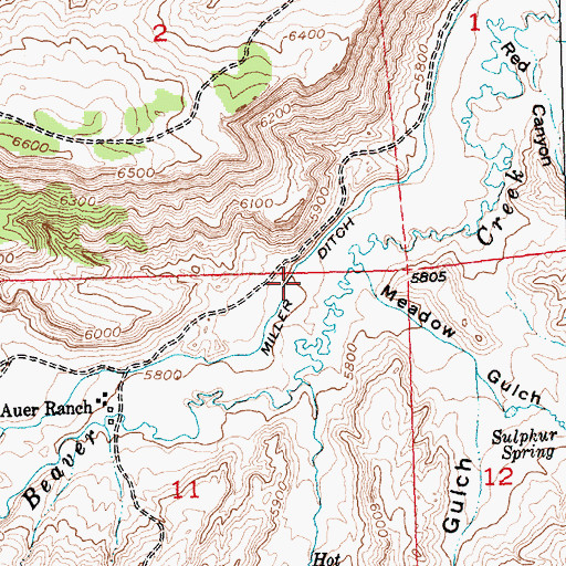 Topographic Map of Miller Ditch, WY