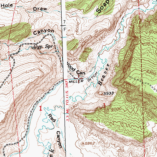 Topographic Map of Miller Ditch, WY