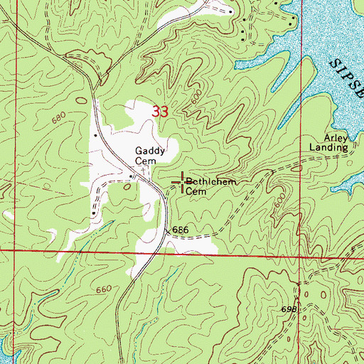 Topographic Map of Bethlehem Cemetery, AL