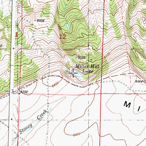 Topographic Map of Miller Hill Lake, WY