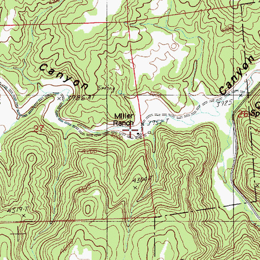 Topographic Map of Miller Ranch, WY