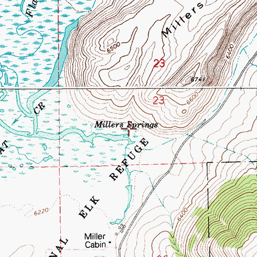 Topographic Map of Millers Springs, WY