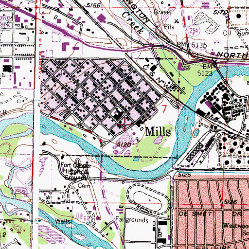 Topographic Map of Mills, WY