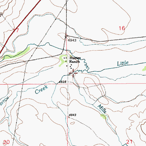 Topographic Map of Mills Creek, WY
