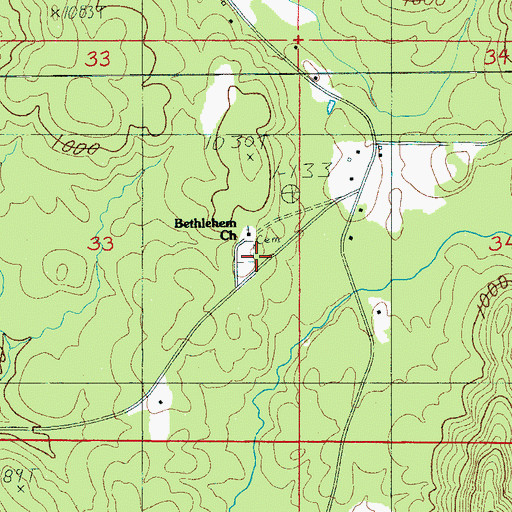 Topographic Map of Bethlehem Methodist Church, AL