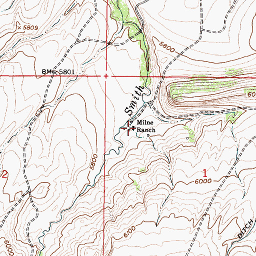 Topographic Map of Milne Ranch, WY