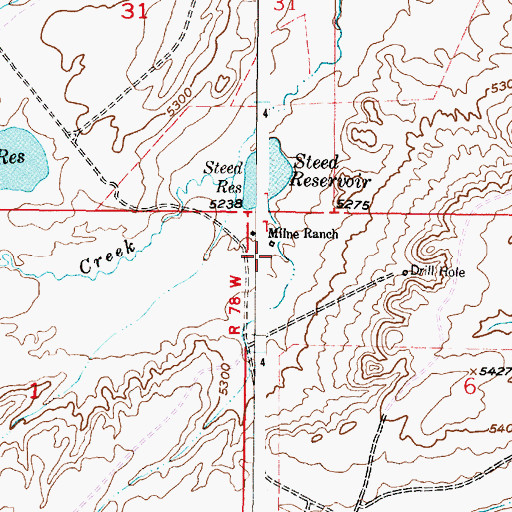 Topographic Map of Milne Ranch, WY