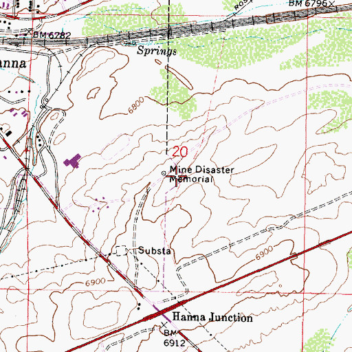 Topographic Map of Mine Disaster Memorial, WY