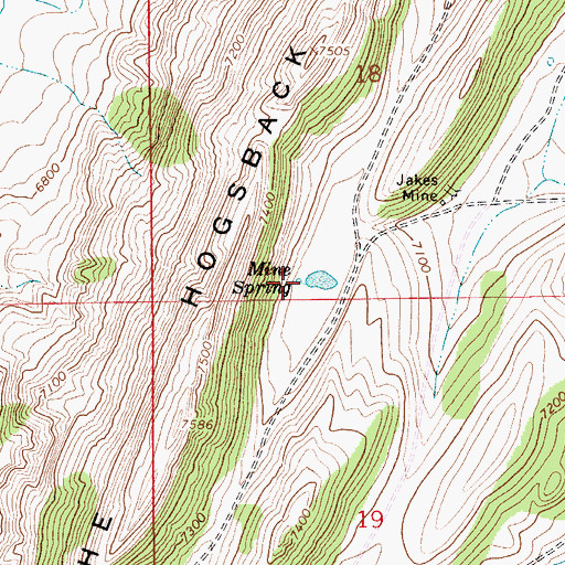 Topographic Map of Mine Spring, WY