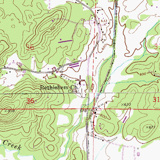 Topographic Map of Bethlehem Methodist Church, AL