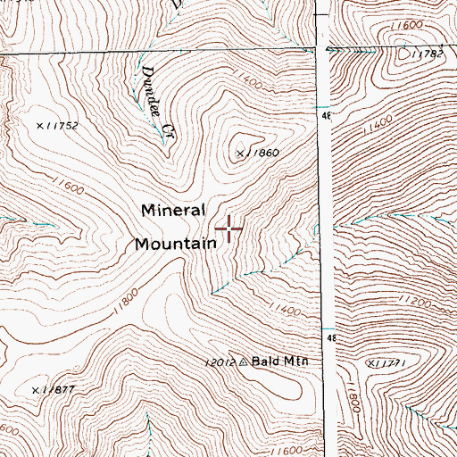 Topographic Map of Mineral Mountain, WY