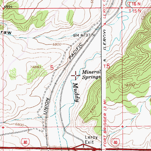 Topographic Map of Mineral Springs, WY