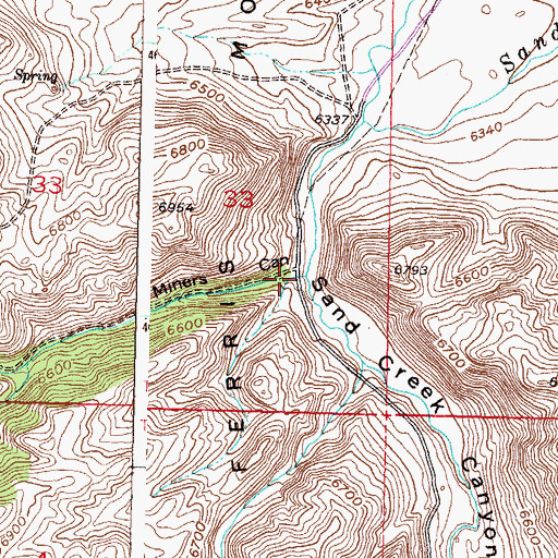Topographic Map of Miners Canyon, WY
