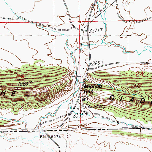 Topographic Map of Minnies Gap, WY