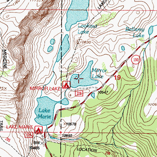 Topographic Map of Mirror Lake, WY