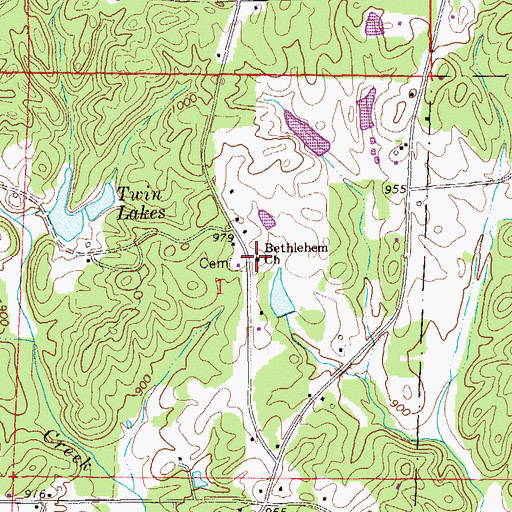Topographic Map of Bethlehem Church, AL