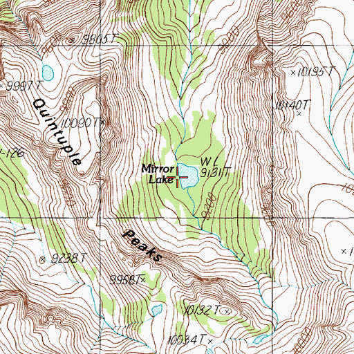 Topographic Map of Mirror Lake, WY
