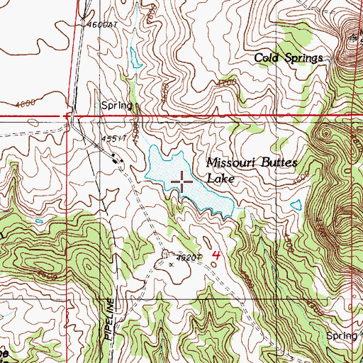 Topographic Map of Missouri Buttes Lake, WY