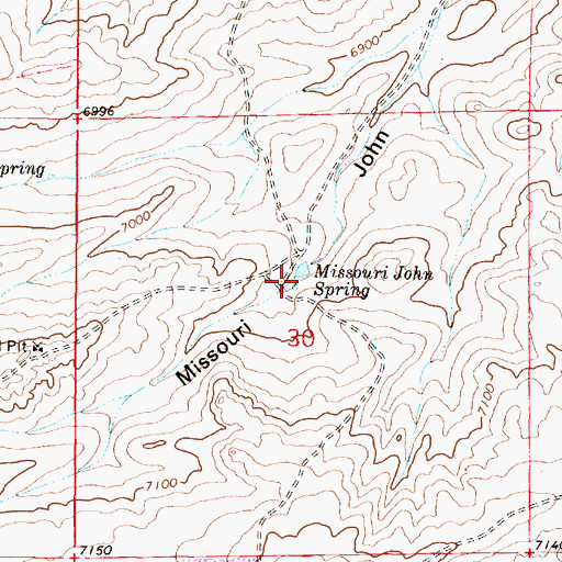 Topographic Map of Missouri John Spring, WY