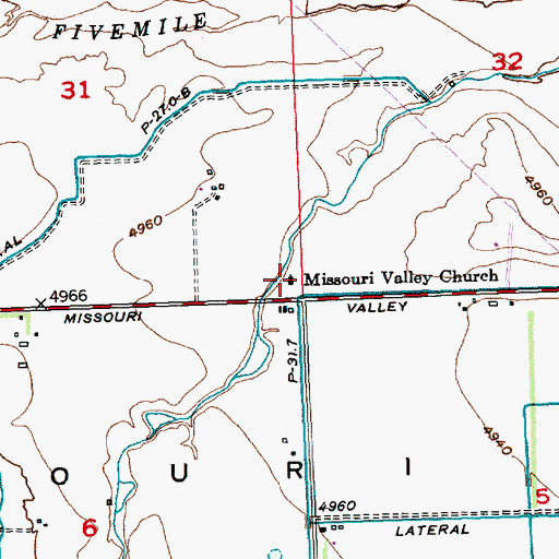 Topographic Map of Missouri Valley Church, WY