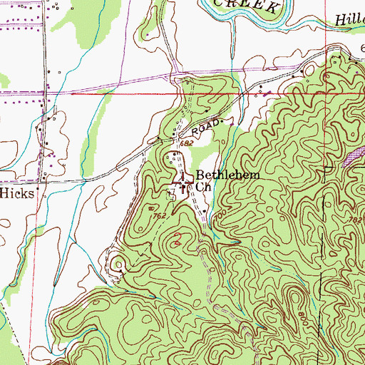 Topographic Map of Bethlehem Missionary Baptist Church, AL